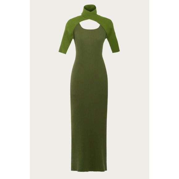 NEW WYNN HAMLYN loop layered knit dress in vert - Picture 2 of 5